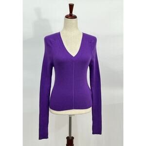 COLORUSH CSC Sz 1 S Jones Skinny V-Neck Ribbed Sweater Pullover Indigo NWT